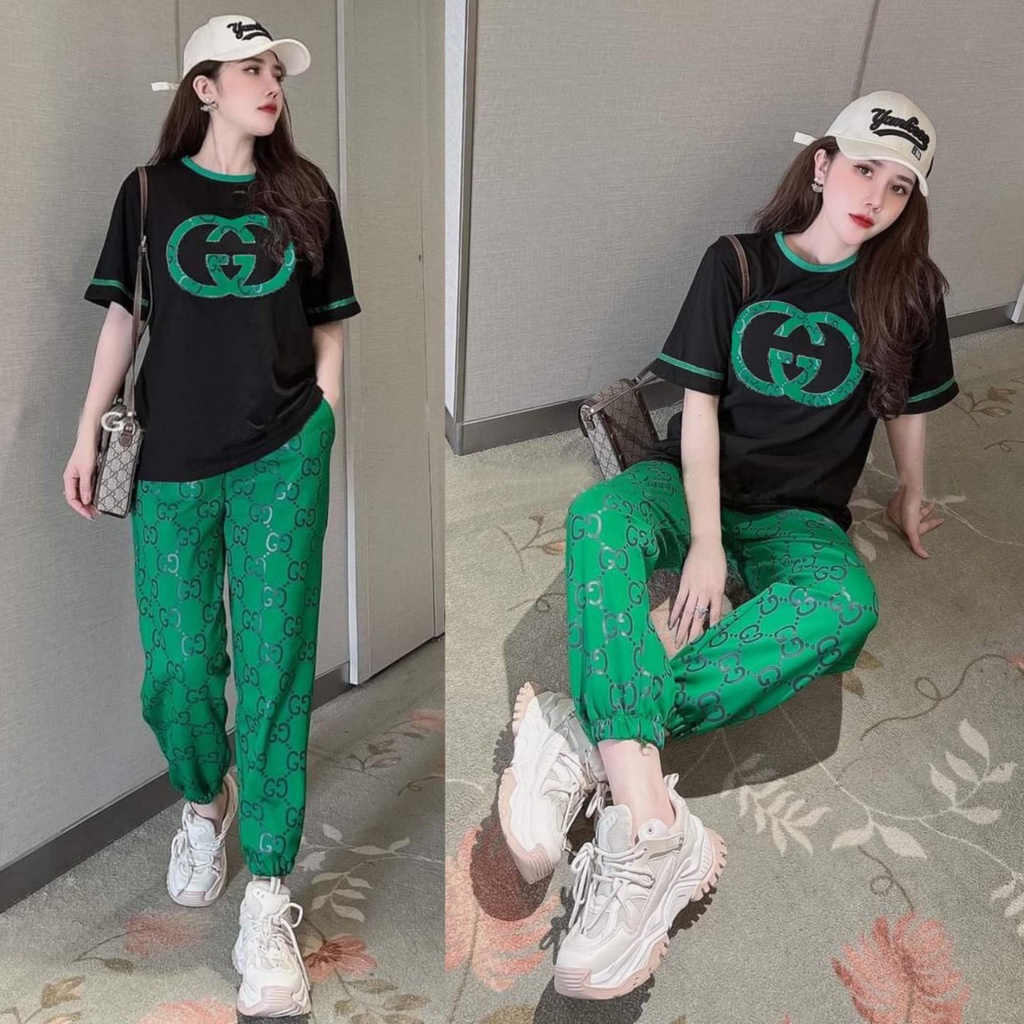 Bộ Đồ Nữ Đi Chơi Bigsize - Bộ Quần Áo Nữ Thể Thao Mùa Hè Quần Dài Thun Cotton Cổ Tròn Form Rộng Đẹp