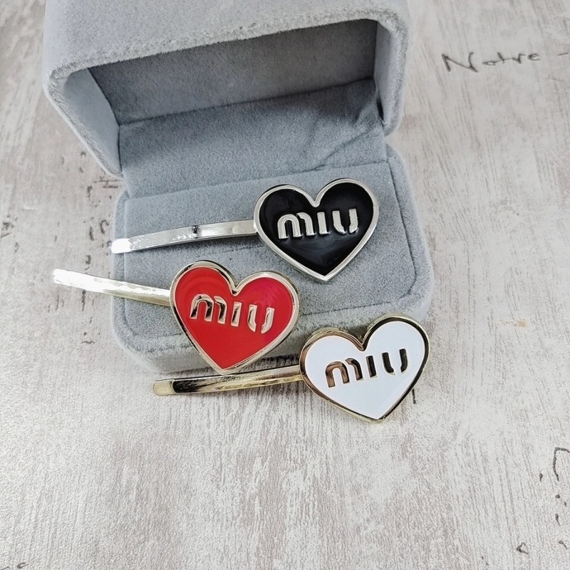 Kẹp tóc mái hình trái tim in chữ đơn giản thời trang