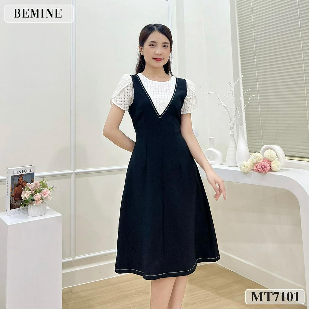 Đầm công sở giả yếm tay cánh sen BEMINE MT7101