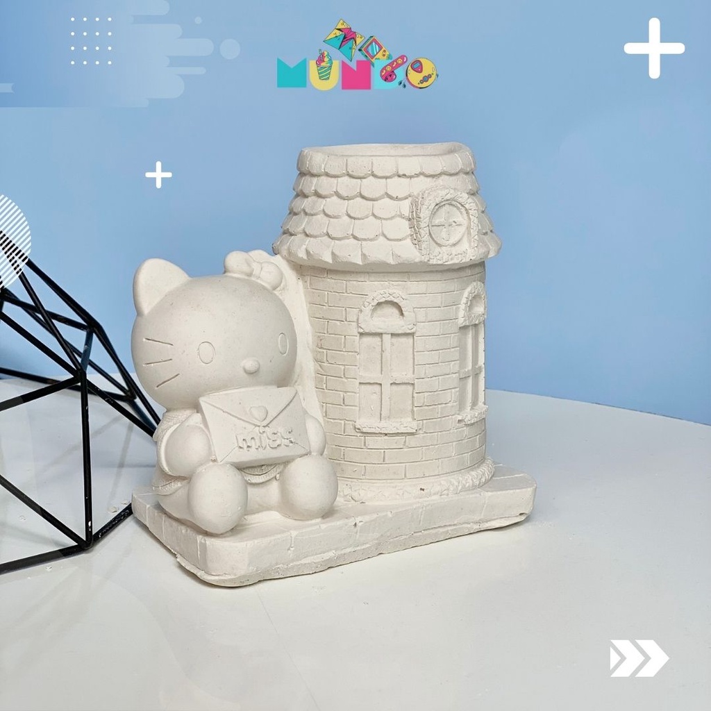 Tượng tô màu (có màu cọ) cao cấp chọn mẫu SIZE X ỐNG BÚT HELLOKITTY, tượng thạch cao MUNDO
