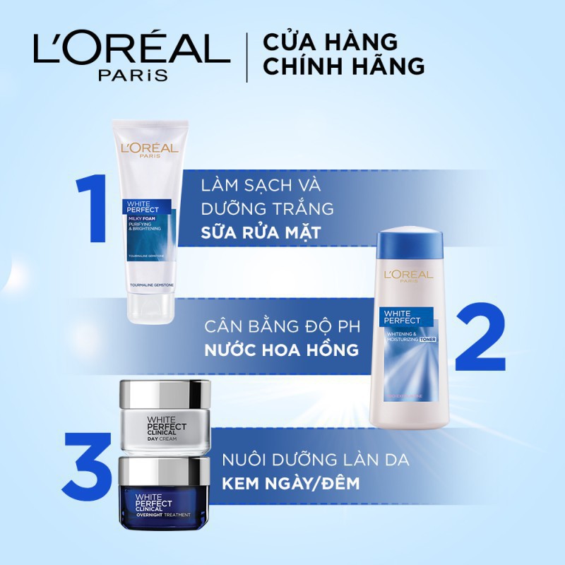 [Chính hãng] Bộ đôi kem dưỡng làm sáng da giảm thâm nám ngày và đêm L'Oreal Paris White Perfect Clinical 50mlx2