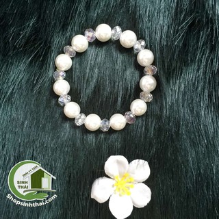 Vòng tay chuỗi hạt nhựa giả ngọc trai màu trắng