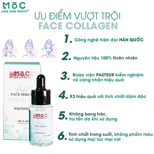 Tinh chất cấp ẩm, dưỡng trắng và chống lão hóa da Collagen Mộc Love Skin White 25ml