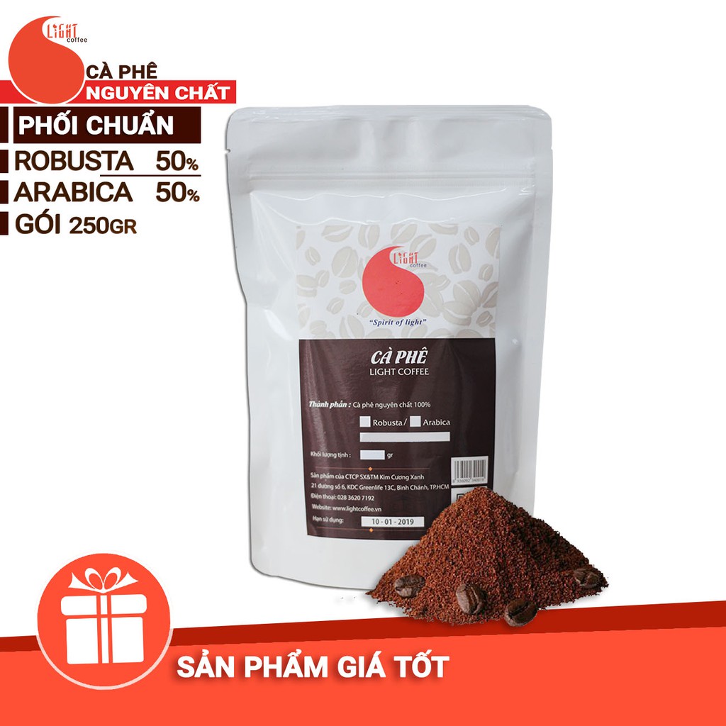 250gr - Cà phê bột nguyên chất 100% - Phối chuẩn - Light Coffee - Cà phê nội địa giá rẻ