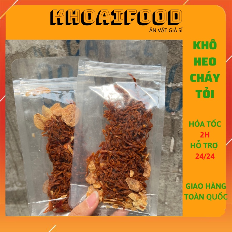 Khô heo cháy tỏi thịt dai ngon, ngọt thịt, vị cay nhẹ ( zip dùng thử 60g )