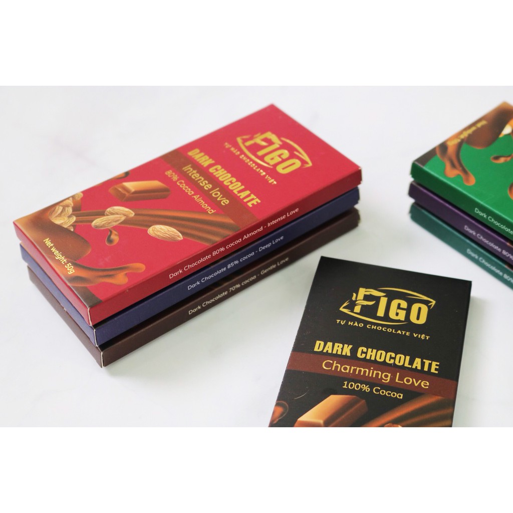 [COMBO GIÁ RẺ] Combo 3 Thanh Dark Chocolate 70%, 85%, 100% Cacao Socola đen đắng giảm cân Figo 50gr