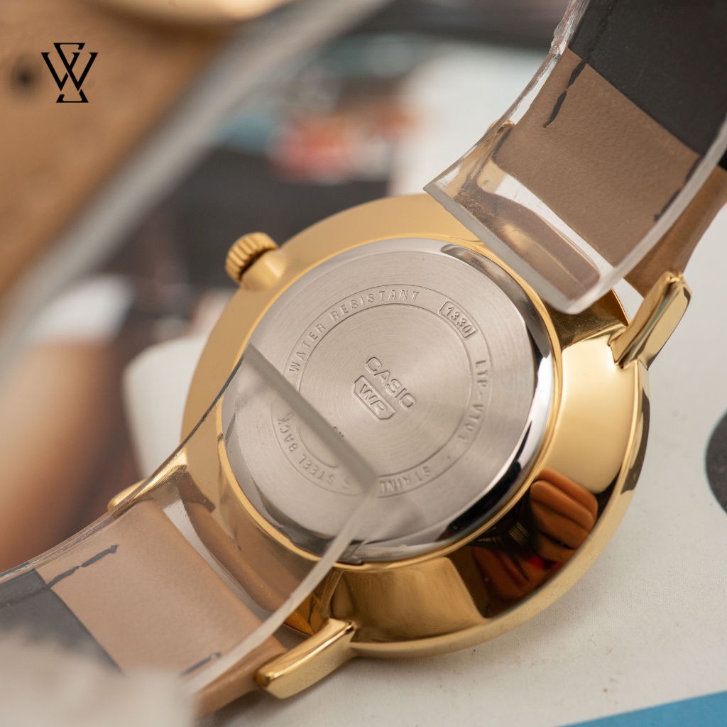 Đồng Hồ Quartz Nữ Casio WATCHSTORE LTP-VT01GL-9B2UDF Thiết Kế Kính Khoáng 34mm, Dây Đeo Da Và Vỏ Thép Không Gỉ