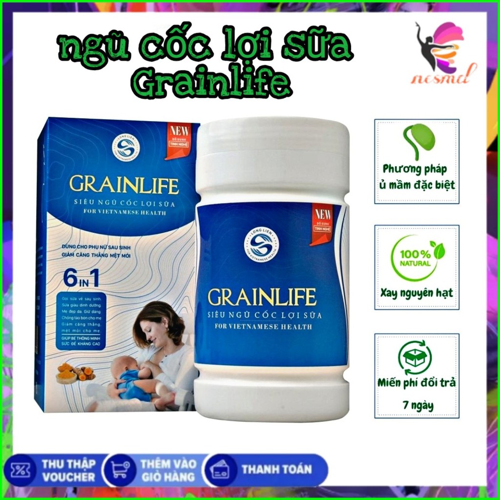 [combo 2hộp] Ngũ cốc lợi sữa Granlife 500g 6in1- Ngũ cốc lợi sữa cho mẹ-Ngũ côc Chính Hãng