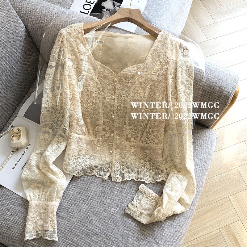 Áo Sơ Mi Ngắn Phối Ren Thời Trang Mùa Xuân Thanh Lịch Chất Lượng Cao Cho Nữ