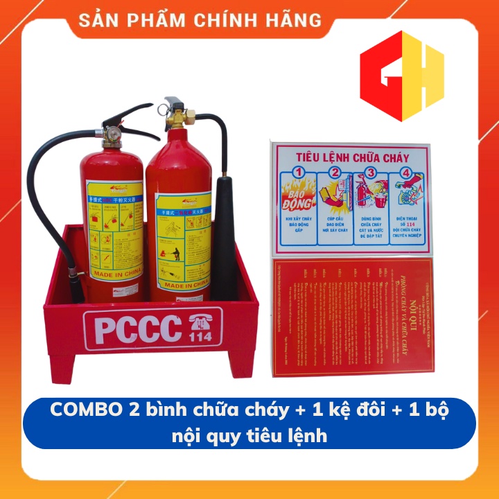 Combo 2 bình chữa cháy , 1 kệ đôi , tặng kèm bộ nội quy tiêu lệnh pccc