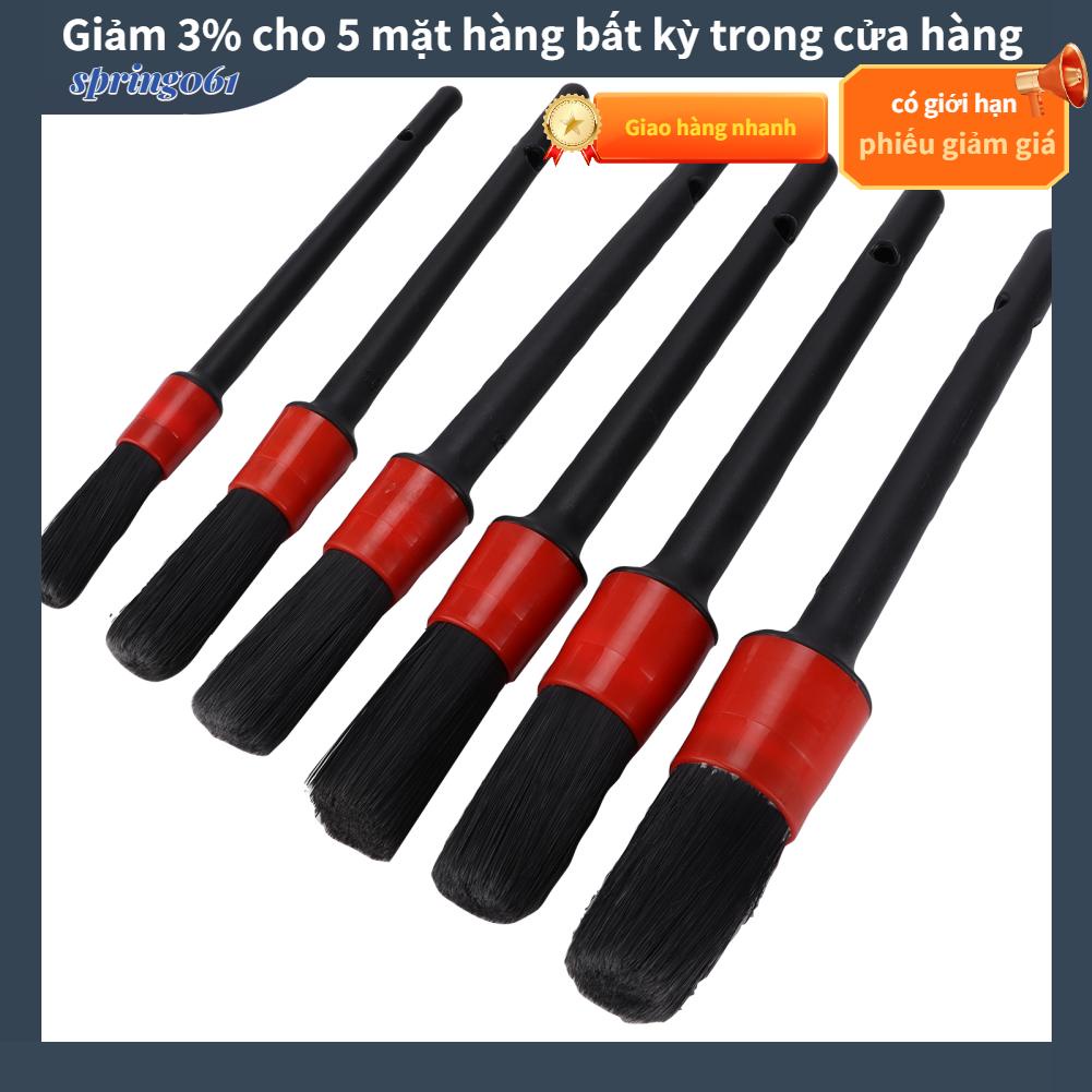 Spring061 6 CÁI / Bộ Bàn chải Chi tiết Làm sạch Xe Dây mài Lông lợn Công cụ bảo dưỡng màu đỏ