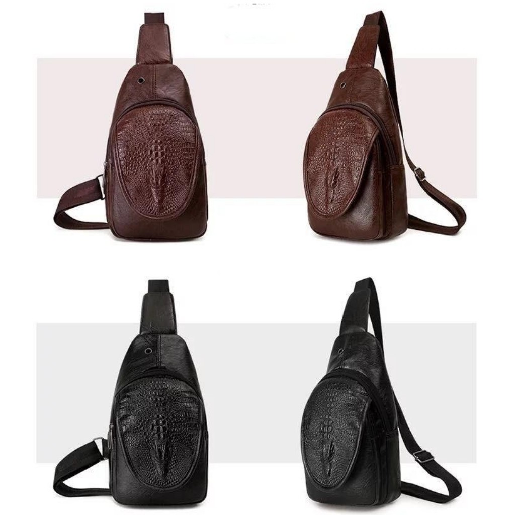 Túi Đeo Chéo Nam 💝 Túi Da Cá Sấu T02 💝 Logo Cá Sấu In Nổi, Phiên Bản Mới 💝 Dày Dặn💝 Tiện Lợi | BigBuy360 - bigbuy360.vn