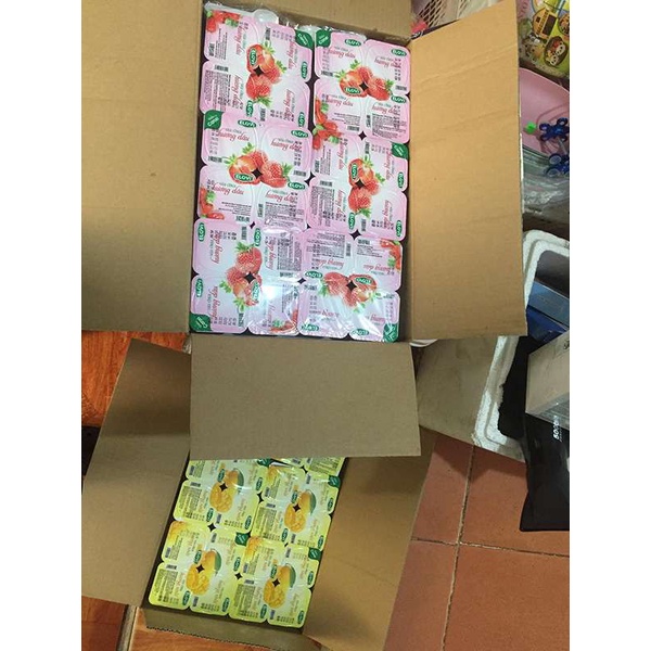 Sữa chua Elovi Thùng 48 Hộp x 70g, Date mới hàng ngày, Có 3 vị Xoài, Dâu, Sữa chua Trắng và MIX Nhiều vị. HSD 45 ngày.