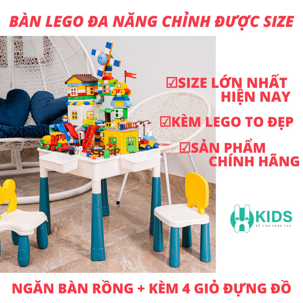 Bộ Bàn Đa Năng lắp ráp 2 mặt CỠ LỚN CHỈNH ĐƯỢC SIZE , Bàn Xếp Hình Giáo Dục TRẺ EM TỪ 2 - 10 TUỔI