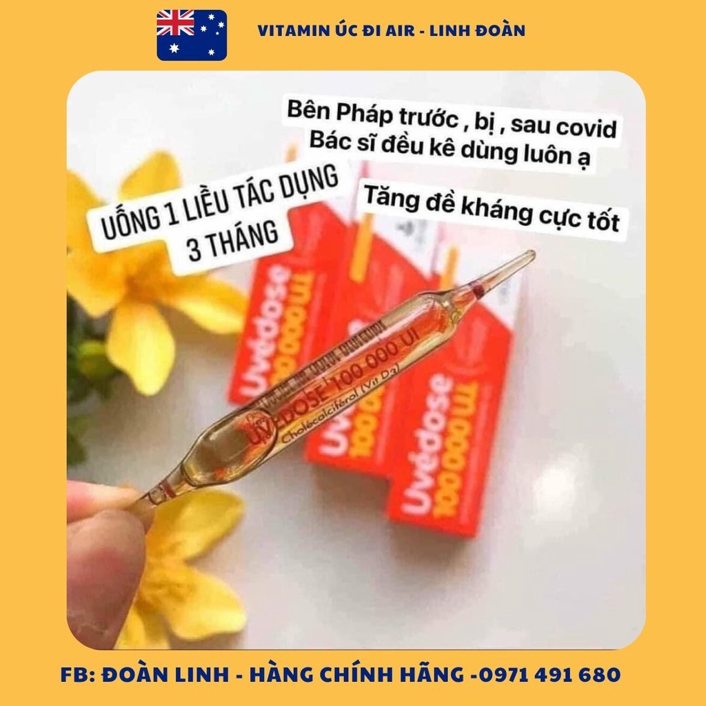 Vitamin D3 1 liều 3 tháng Uvedose Pháp dành cho bé trên 18 tháng, Hàng chuẩn Pháp, D3 liều cao