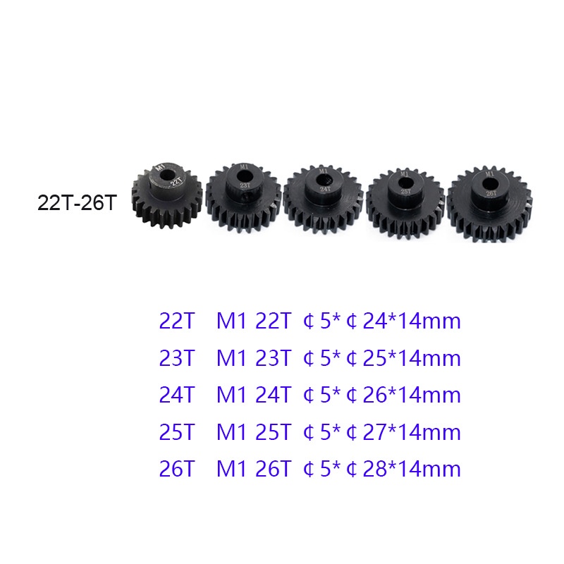 Trục Bánh Răng Kim Loại 11T-30T M1 5mm Cho Xe Điều Khiển 1/8 RC