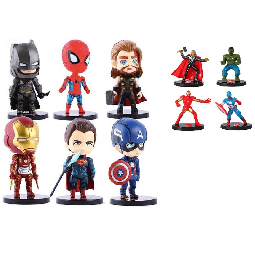 Set Siêu Anh Hùng Marvel Chibi nhựa nhẹ trang trí bánh kem, phụ kiện bánh sinh nhật, đồ trang trí bánh kem sinh nhật