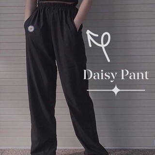 QUẦN ỐNG SUÔNG THÊU HOA CÚC DAISY PANTS MÀU ĐEN ULZZANG