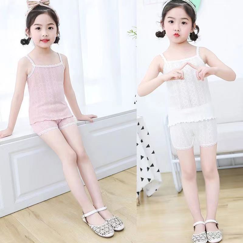 Con gái mùa hè Nhà quần áo áo lót ren sling quần ngắn 3-12 tuổi