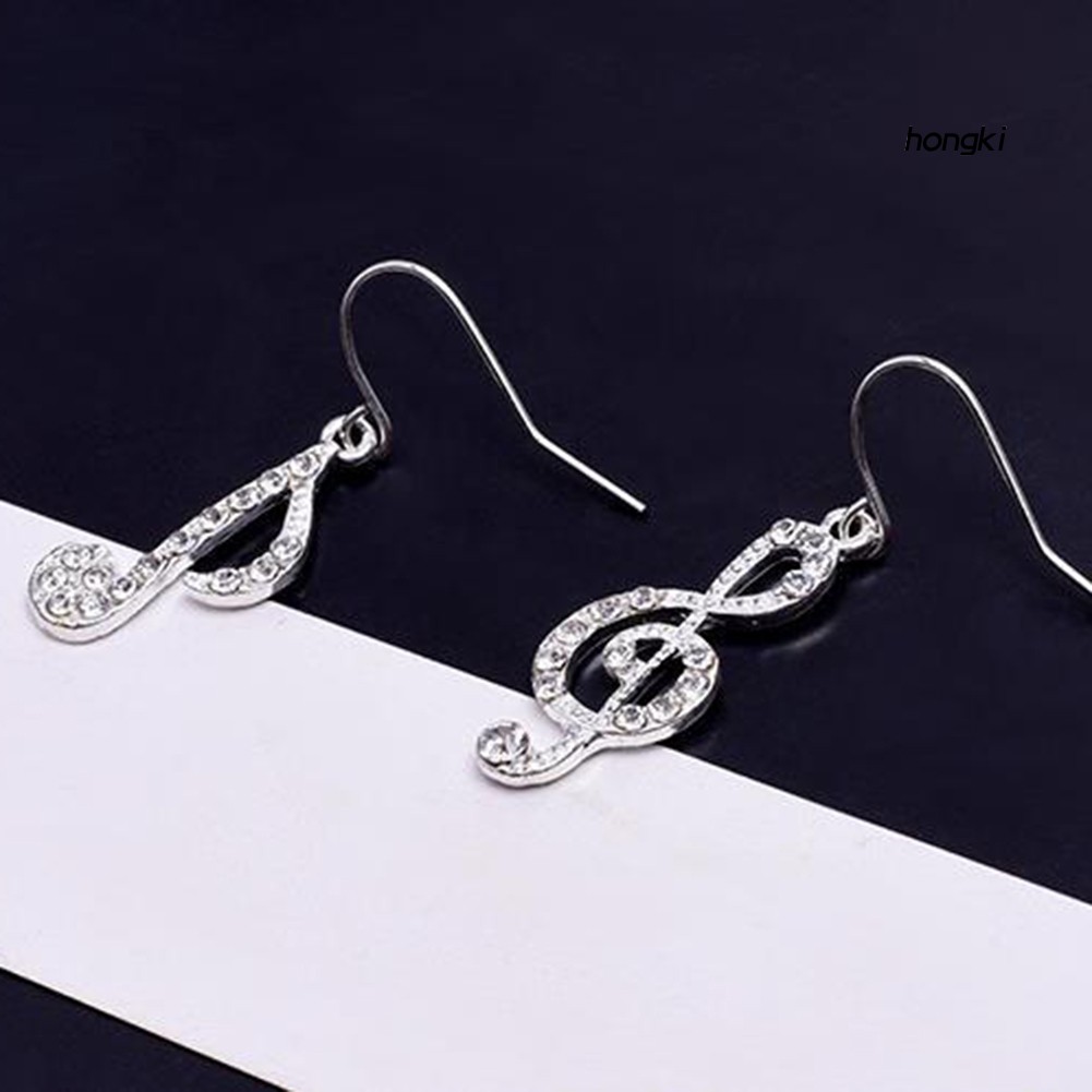 Bông Tai Hình Nốt Nhạc Đính Đá Thời Trang Dành Cho Nữ