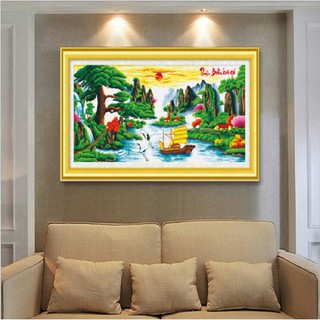 194*90CM TRANH ĐÍNH ĐÁ PHONG CẢNH THUẬN BUỒM XUÔI GIÓ TRANH CHƯA ĐÍNH LV345