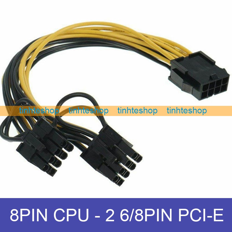 Cáp nguồn 8pin CPU ra 2 đầu 8pin PCI-E 6+2 20Cm - Dây nguồn 8 pin cạc màn hình