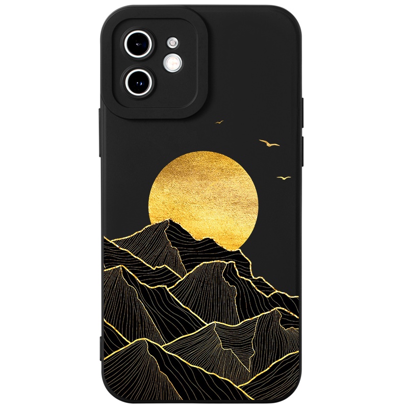 Ốp lưng JURSUE mềm chống bẩn hình độc lạ đen Cho iPhone 14 13 12 11 Pro Max SE 2020 X XR XS 8 7 ip 6S 6 Plus Y2336