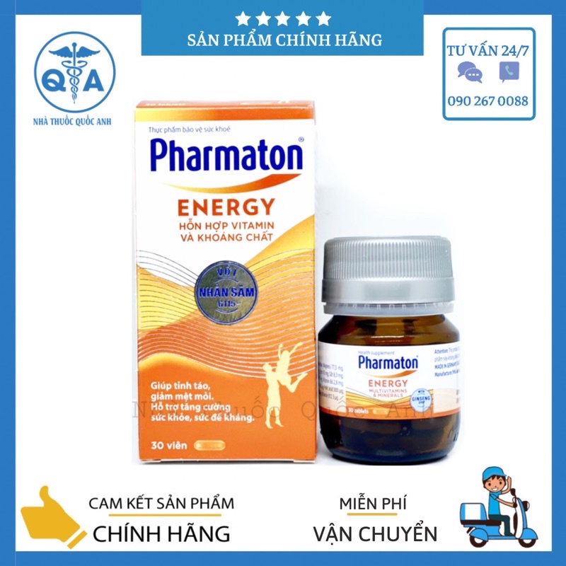 PHARMATON Energy – Bổ sung vitamin & khoáng chất với nhân sâm G115 chuẩn hóa.