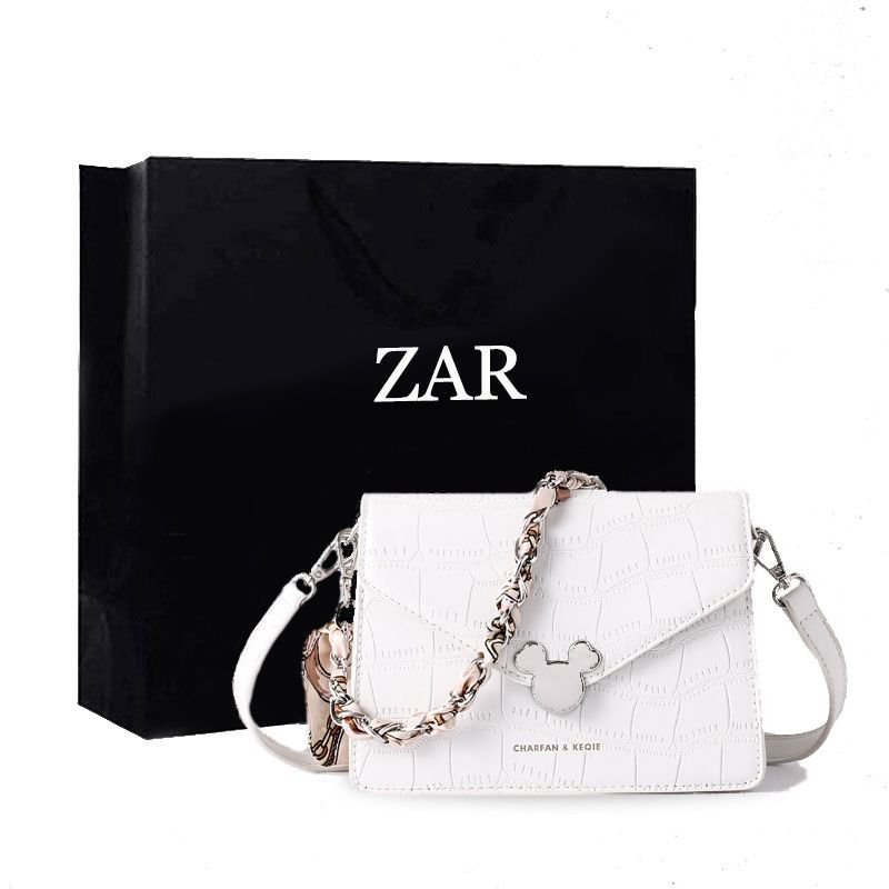 Túi đeo vai hình vuông cỡ nhỏ phối dây đeo sợi xích phong cách phương Tây sang trọng thiết kế thời trang cho nữ