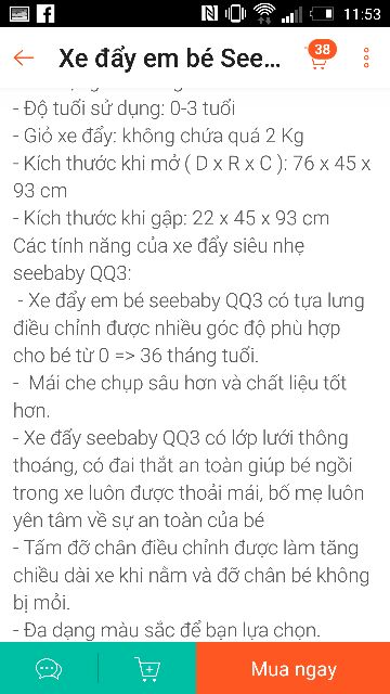 Xe đẩy seebaby qq3