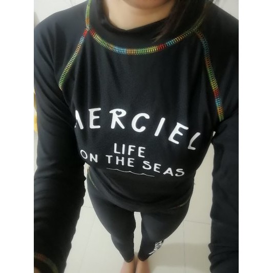 (Có big size 2xl) Bikini tay dài quần dài Merciel đen chống nắng học bơi hoàn hảo 3 mảnh