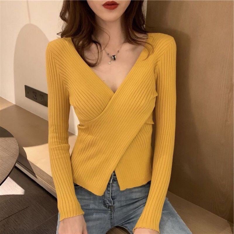 XẢ ÁO LEN KIỂU LẺ MÀU, Áo len nữ dài tay trễ vai dệt kim nhiều phong cách hàn quốc thu đông G-4.2 | BigBuy360 - bigbuy360.vn