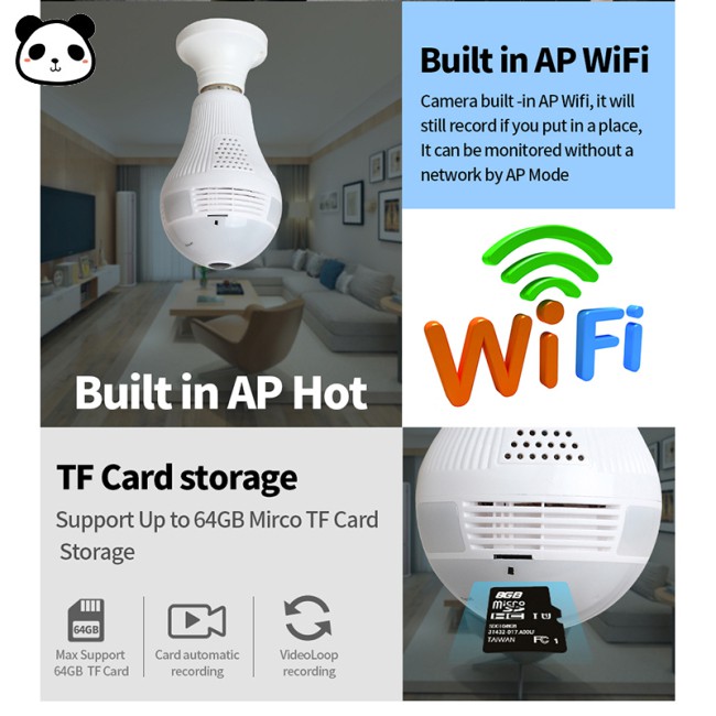 Camera An Ninh Hình Bóng Đèn Xoay 360 Độ Kết Nối Wifi | BigBuy360 - bigbuy360.vn