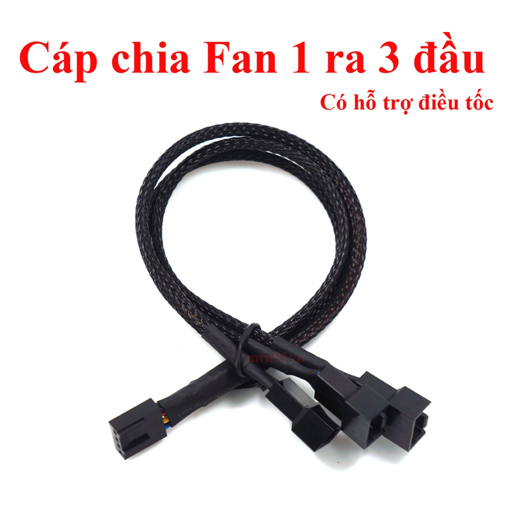 Dây chia Fan bọc lưới - có hỗ trợ PWM (điều tốc fan)