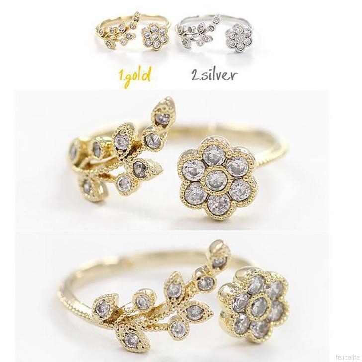 Charms Olive Tree Branch Leaves Open Ring Adjustable Knuckle Finger Jewelry Xmas