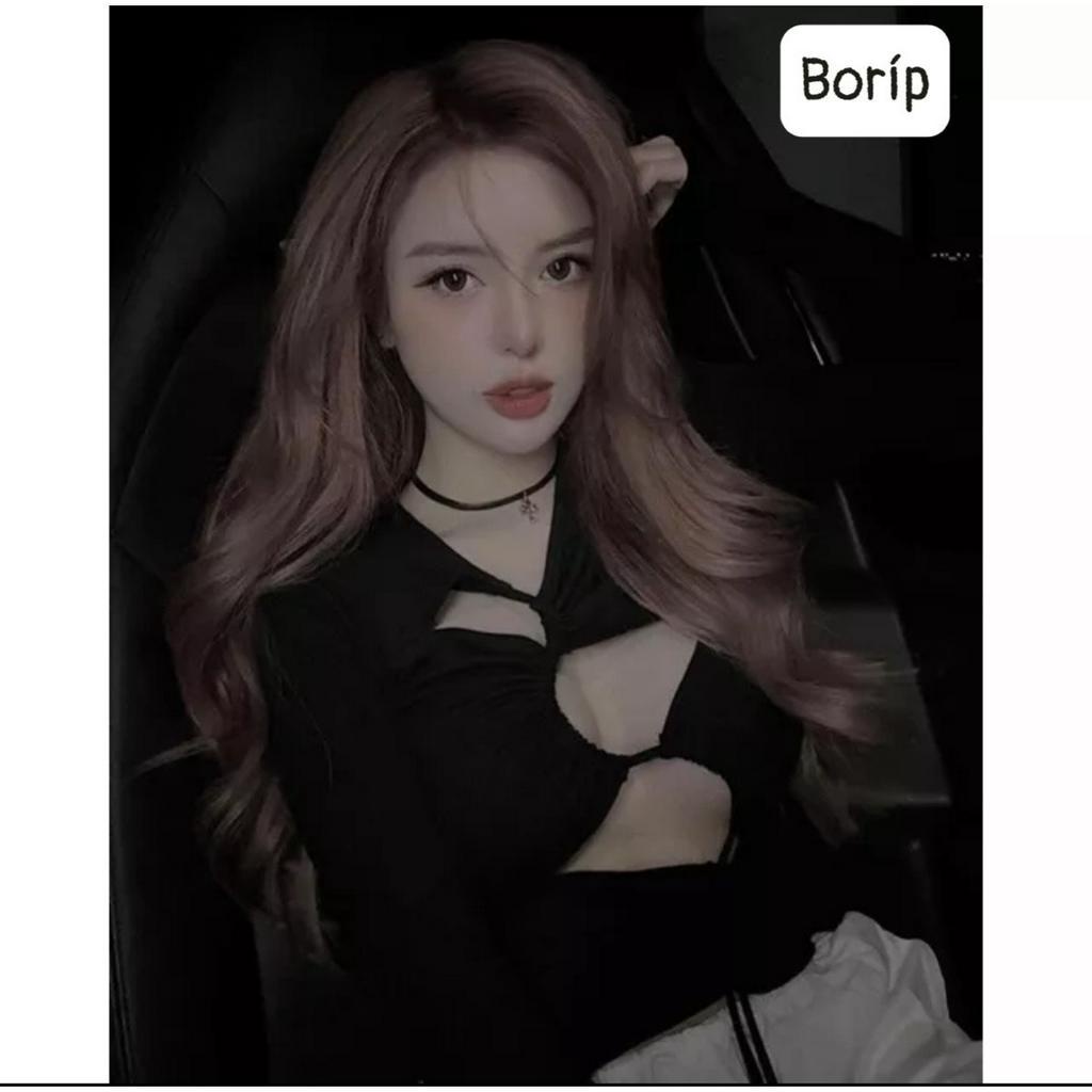 Áo kiểu dài tay luồn dây zic zac trước ngực cực xinh hot hit , chất thun bozip mềm mát