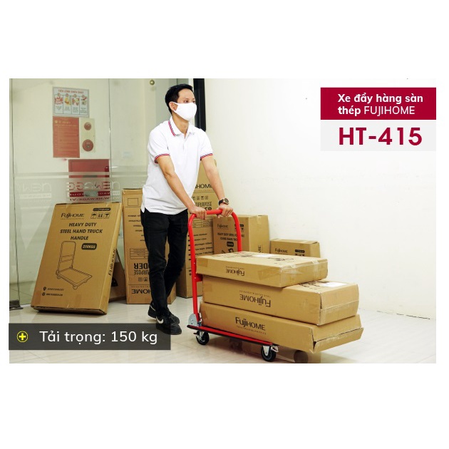 Xe đẩy hàng sàn thép Fujihome HT-415 - Tải trọng 150Kg - Bảo hành chính hãng 12T