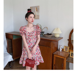 Đầm hoa nhí babydoll Liao có bigsize dáng midi tay bồng bo chun đi chơi, dự tiệc, đi biển