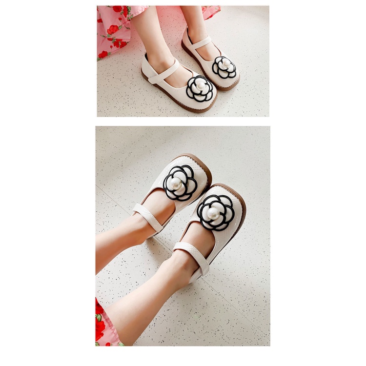 Giày Búp Bê Da Đính Hoa Ngọc Trai Thời Trang Mùa Xuân Dành Cho Bé Gái 2022