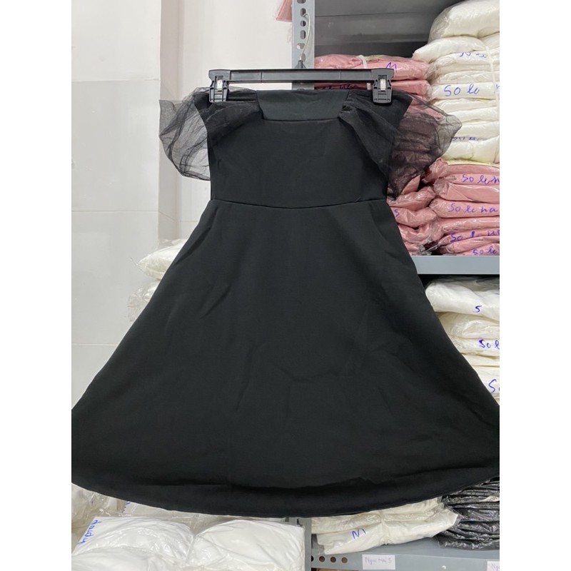 kèm hình thật]Đầm nữ trắng trễ vai tay lưới dự tiệc dáng xòe sang chảnh | BigBuy360 - bigbuy360.vn