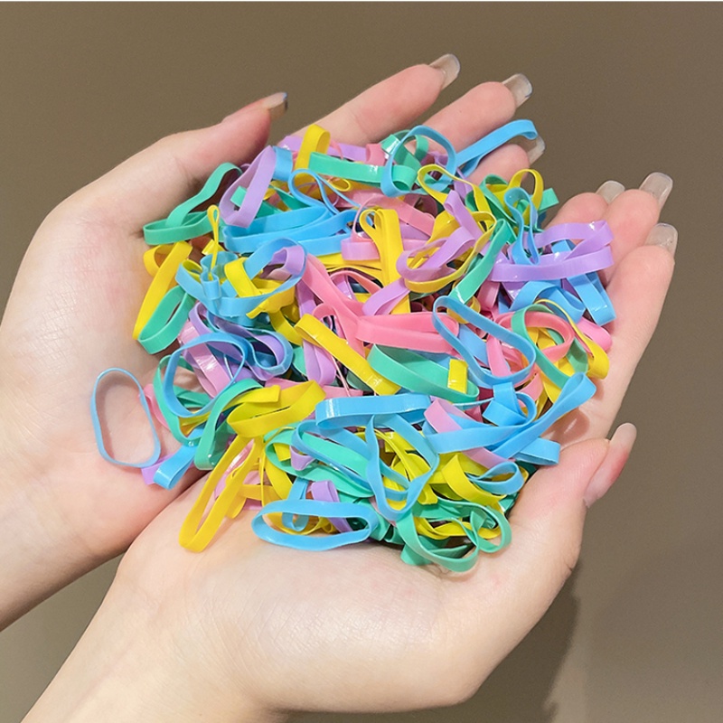 Hộp 1000 Dây Buộc Tóc Cao Su Co Giãn Hình Bánh Macaroon Dùng Một Lần Cho Trẻ Em