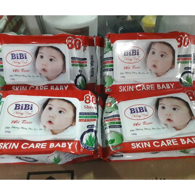 Khăn giấy ướt BiBi túi 80 miếng