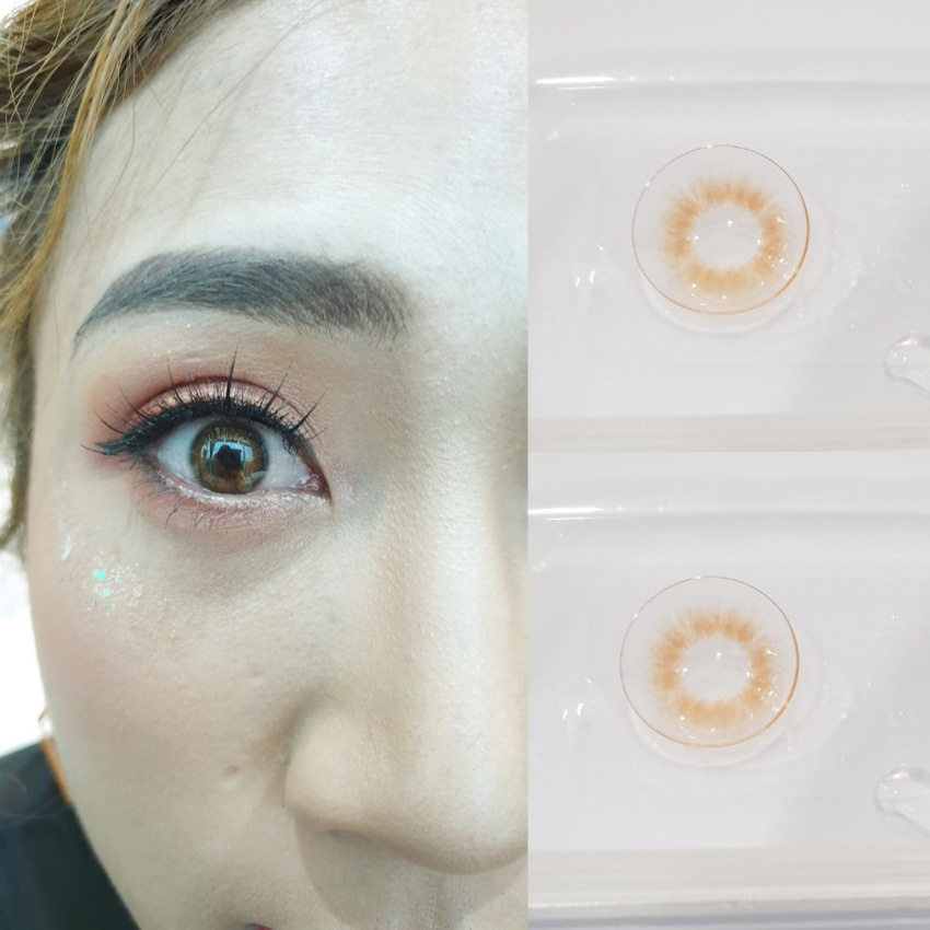 Kính áp tròng PONYTA nâu caramel giãn nhẹ 14.0mm - Lens cận thời trang Hàn Quốc chính hãng