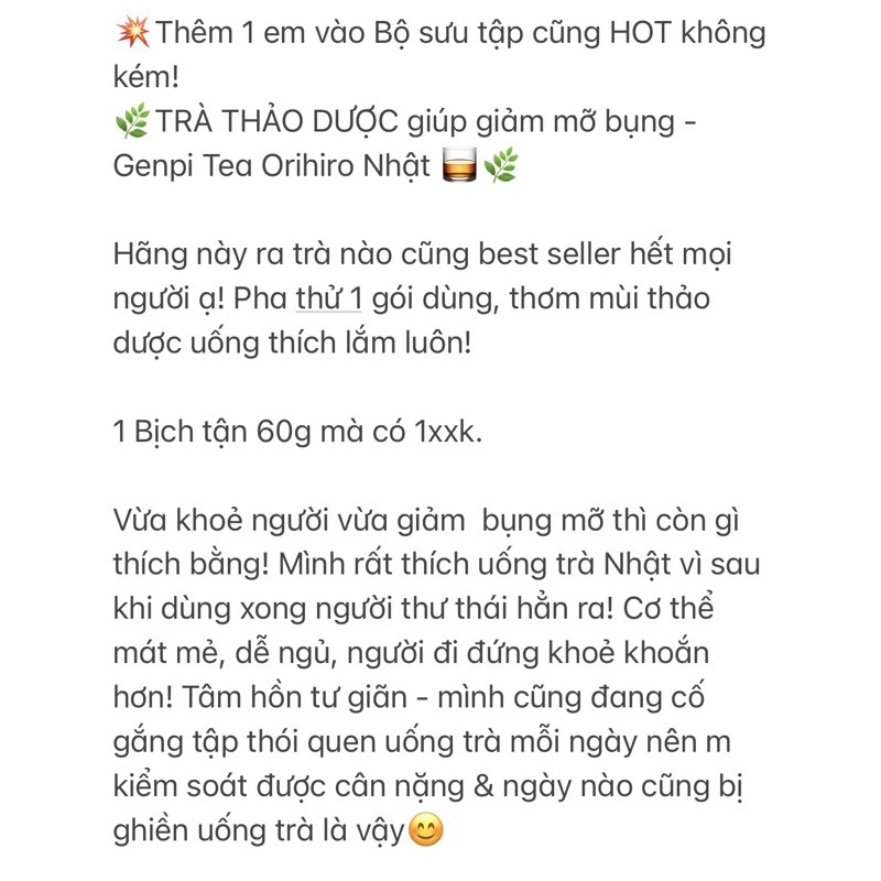 Trà thảo dược giảm mỡ bụng Genpi Orihiro 60 gói