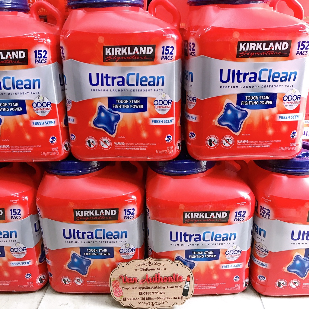 Thùng 152 Viên giặt Kirkland UltraClean Mỹ + Giặt Xả Giữ Màu Khử Mùi + Thơm mềm vải