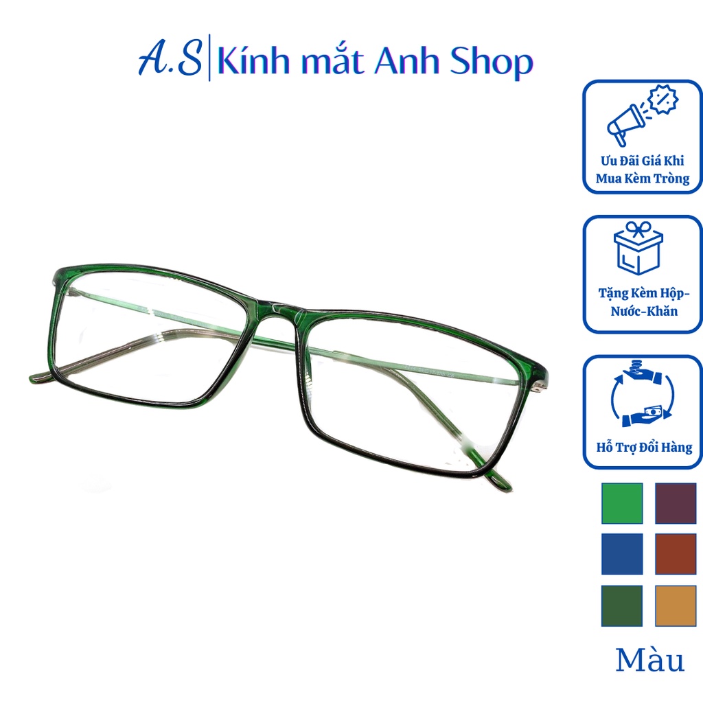 Kính vuông gọng tăm thanh mảnh chất liệu nhựa kết hợp kim loại 2214