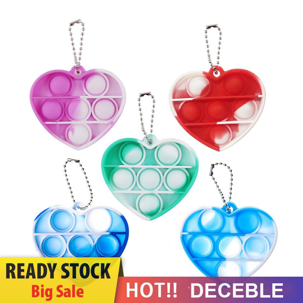 Pop It Fidget Đồ chơi Silicone Round Keychain Push Bubble Sensory Đồ chơis Autism Stress Reliever