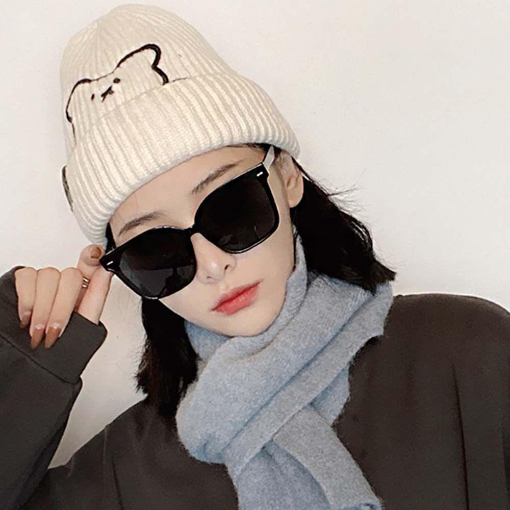 CLEOES Mũ Beanie Dệt Kim Thêu Hình Gấu Dễ Thương Cho Nữ