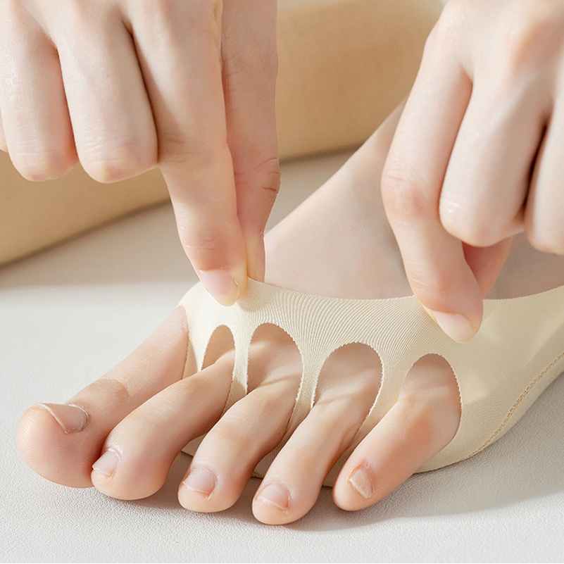Vớ Thuyền Năm Ngón Bằng Lụa Lạnh Mỏng Mềm Mại Co Giãn Cao Năm Ngón Thoáng Khí Thoải Mái Không Trơn Trượt Nhiều Màu Sắc Dành Cho