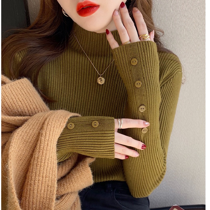 Áo nữ ZHELIHANGFEI dệt kim tay dài cổ lọ cá tính thời trang dễ phối đồ